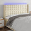 sengegavl med LED-lys 203x16x118/128 cm kunstlæder cremefarvet