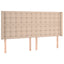 sengegavl med LED-lys 203x16x118/128 cm kunstlæder cappuccino