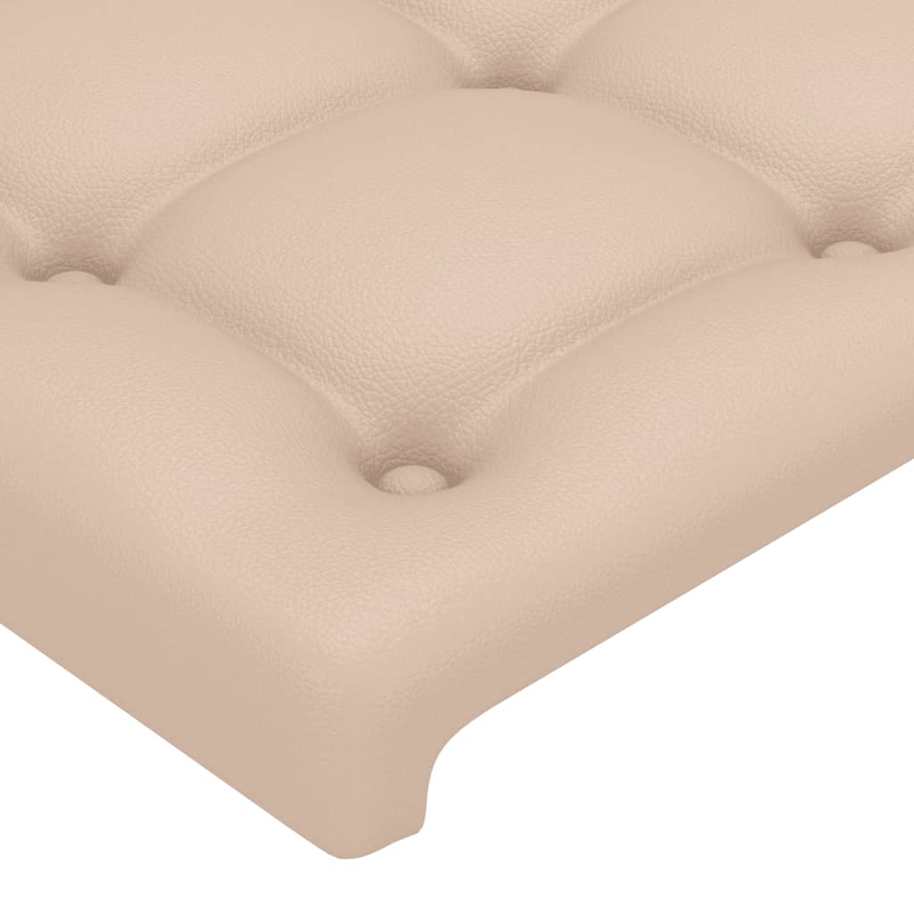 sengegavl med LED-lys 203x16x118/128 cm kunstlæder cappuccino