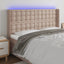 sengegavl med LED-lys 203x16x118/128 cm kunstlæder cappuccino
