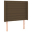 sengegavl med LED-lys 83x16x118/128 cm stof mørkebrun