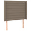sengegavl med LED-lys 83x16x118/128 cm stof gråbrun