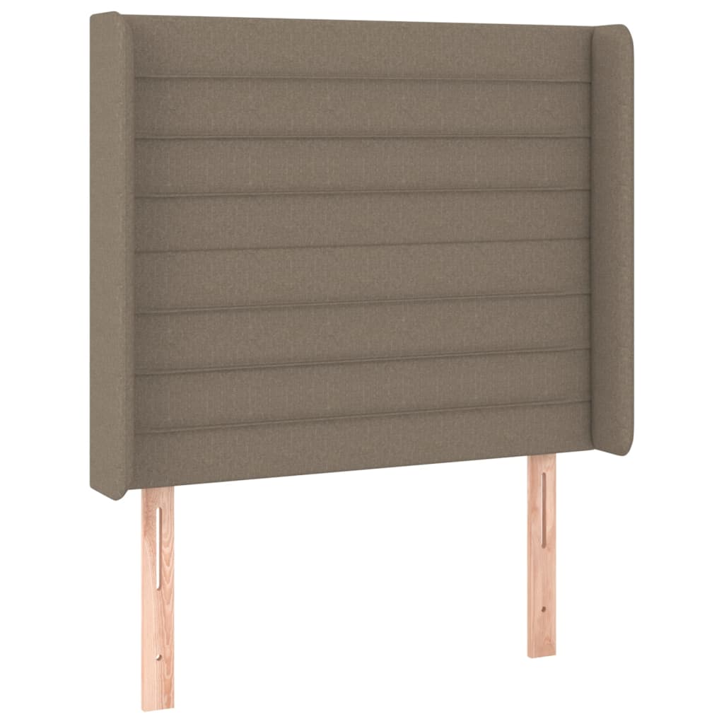 sengegavl med LED-lys 83x16x118/128 cm stof gråbrun