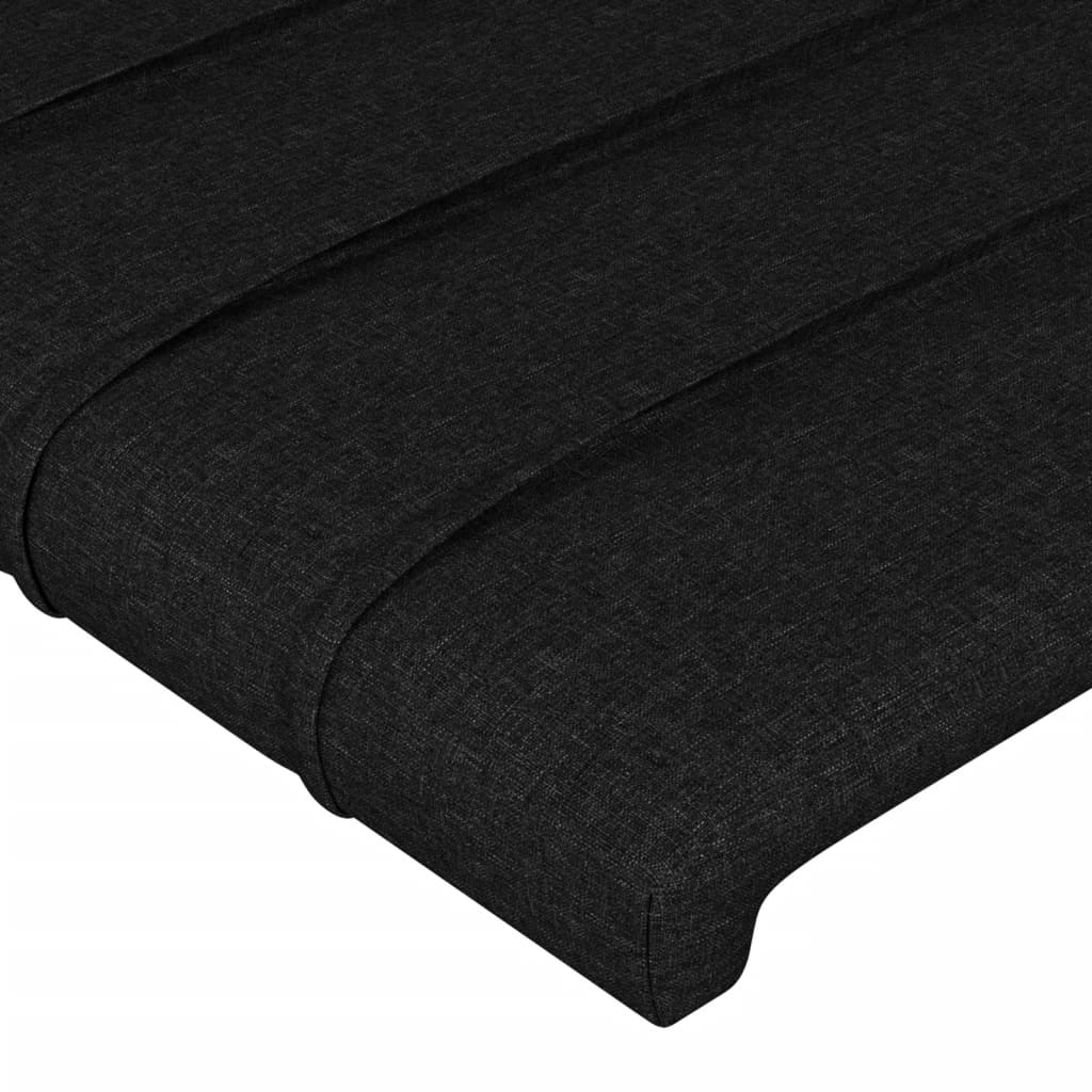 sengegavl med LED-lys 163x16x118/128 cm stof sort