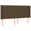 sengegavl med LED-lys 163x16x118/128 cm stof mørkebrun