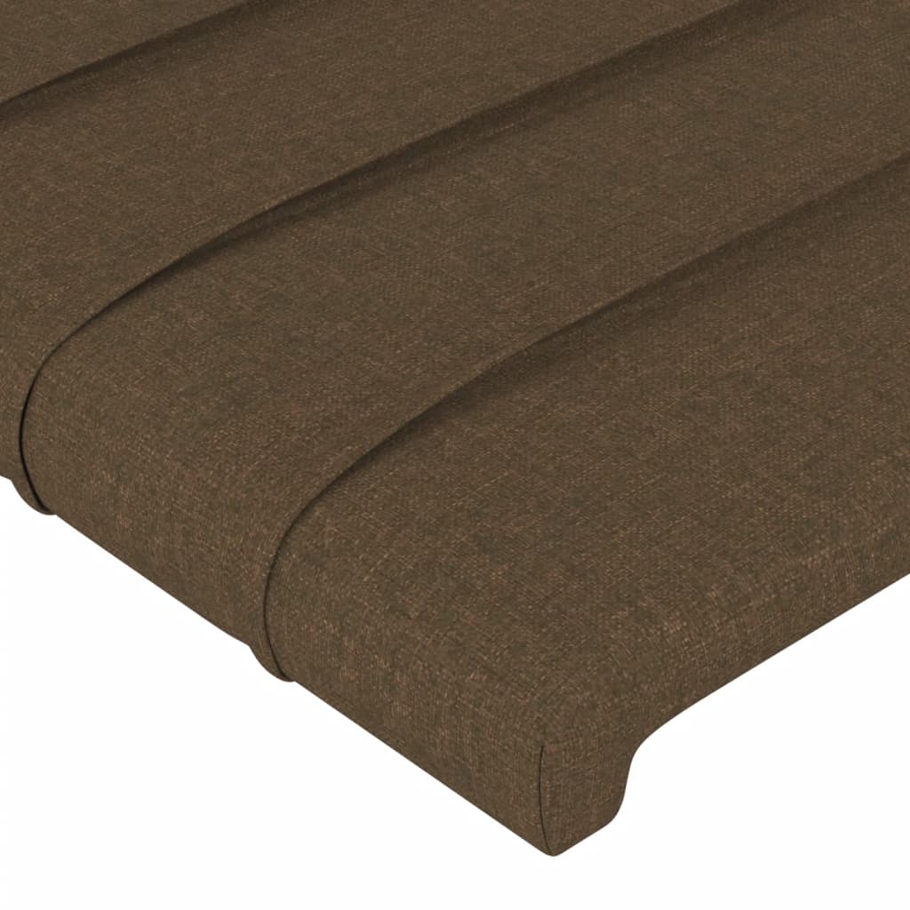 sengegavl med LED-lys 163x16x118/128 cm stof mørkebrun