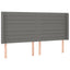 sengegavl med LED-lys 183x16x118/128 cm stof mørkegrå