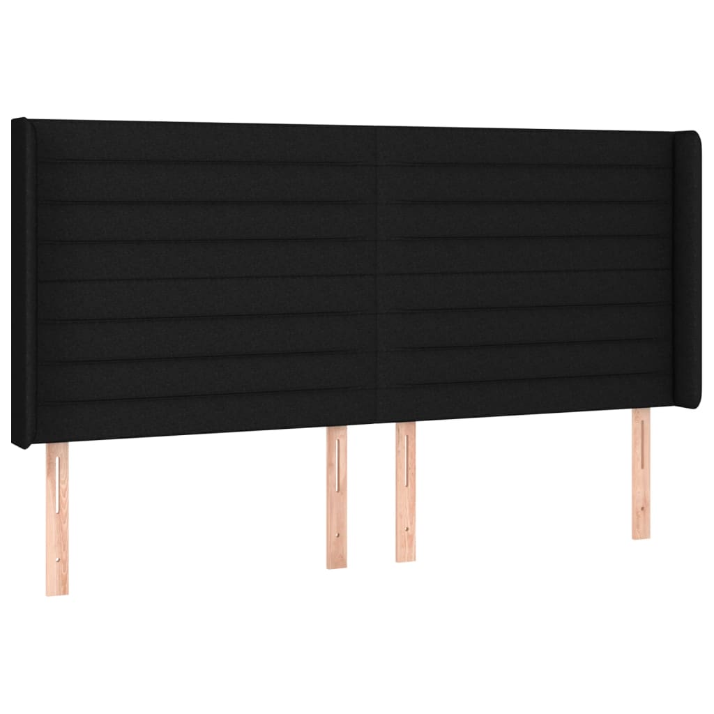 sengegavl med LED-lys 183x16x118/128 cm stof sort