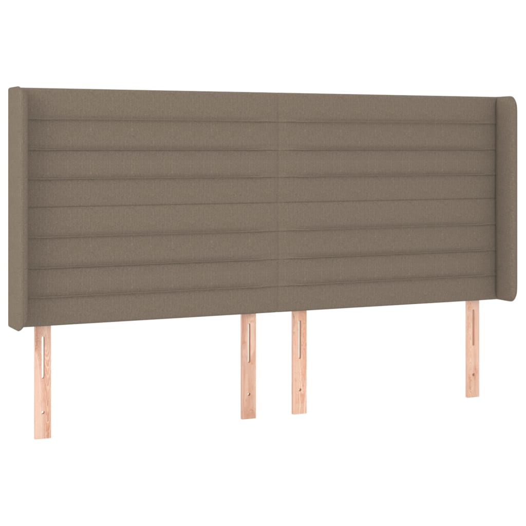 sengegavl med LED-lys 183x16x118/128 cm stof gråbrun