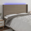 sengegavl med LED-lys 183x16x118/128 cm stof gråbrun