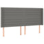 sengegavl med LED-lys 203x16x118/128 cm stof mørkegrå