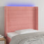 sengegavl med LED-lys 83x16x118/128 cm fløjl lyserød