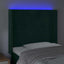 sengegavl med LED-lys 103x16x118/128 cm fløjl mørkegrøn