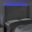 sengegavl med LED-lys 147x16x118/128 cm fløjl lysegrå