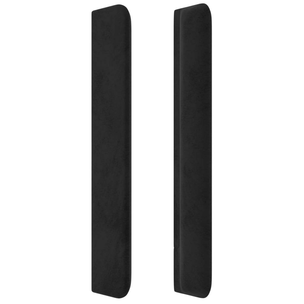 sengegavl med LED-lys 163x16x118/128 cm fløjl sort