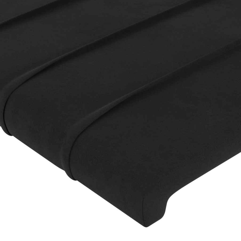 sengegavl med LED-lys 163x16x118/128 cm fløjl sort
