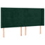 sengegavl med LED-lys 183x16x118/128 cm fløjl mørkegrøn