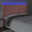sengegavl med LED-lys 183x16x118/128 cm fløjl lyserød