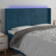 sengegavl med LED-lys 203x16x118/128 cm fløjl mørkeblå