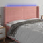 sengegavl med LED-lys 203x16x118/128 cm fløjl lyserød