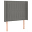 sengegavl med LED-lys 83x16x118/128 cm stof mørkegrå
