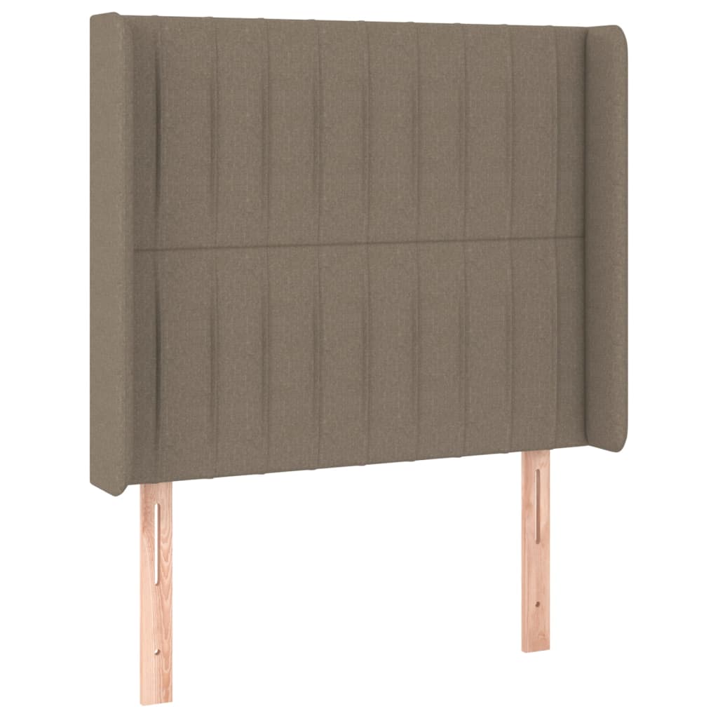 sengegavl med LED-lys 93x16x118/128 cm stof gråbrun