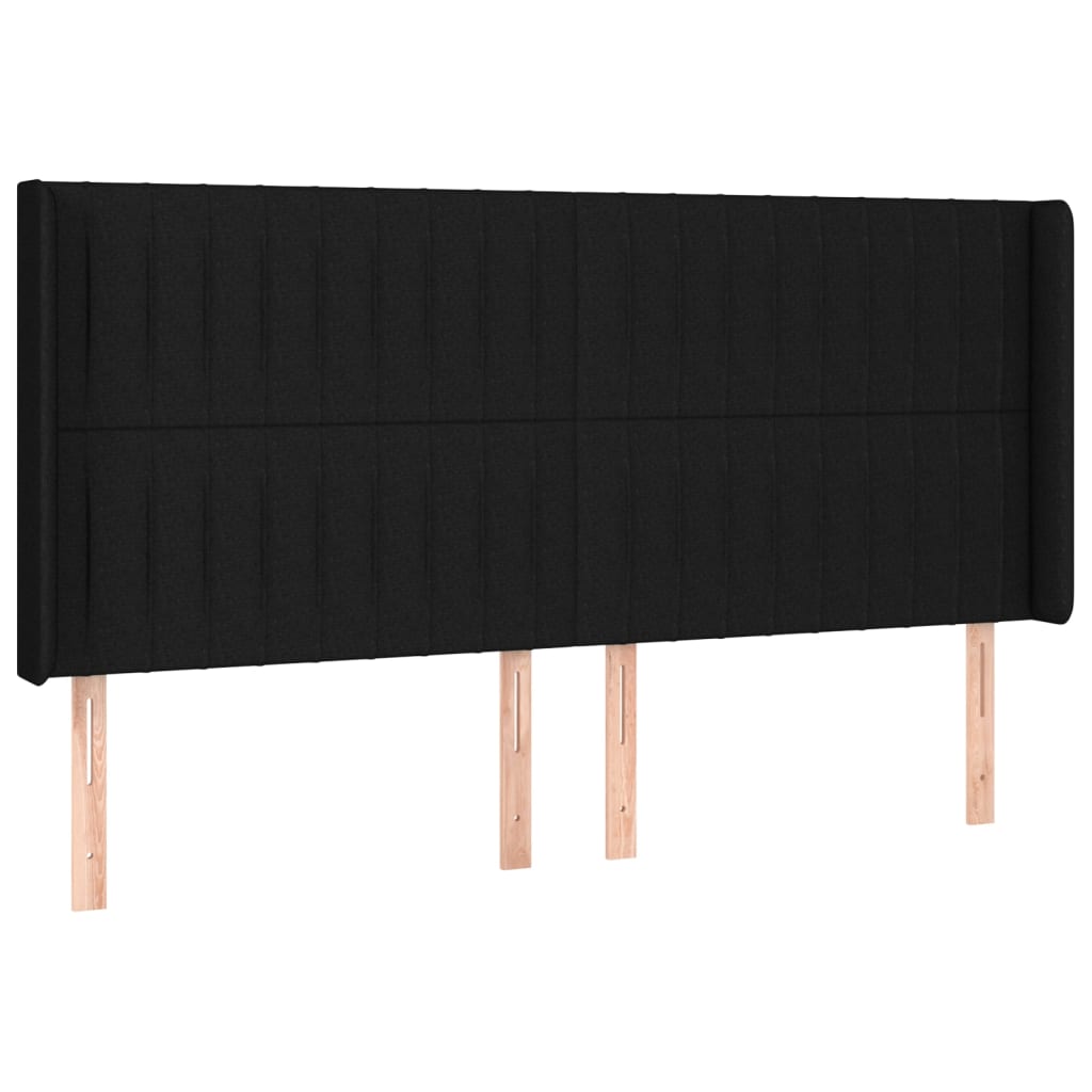 sengegavl med LED-lys 163x16x118/128 cm stof sort