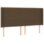 sengegavl med LED-lys 163x16x118/128 cm stof mørkebrun