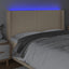 sengegavl med LED-lys 163x16x118/128 cm stof cremefarvet