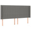 sengegavl med LED-lys 183x16x118/128 cm stof mørkegrå