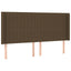 sengegavl med LED-lys 203x16x118/128 cm stof mørkebrun