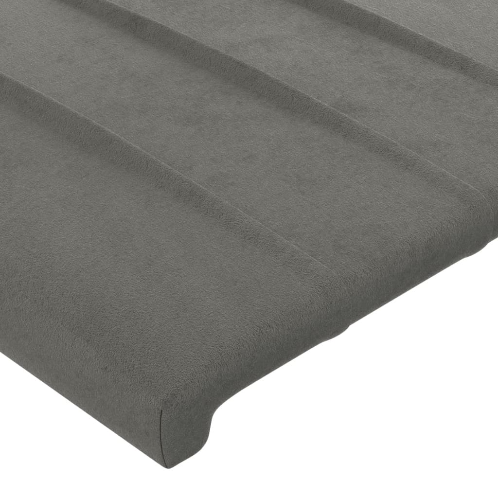sengegavl med LED-lys 83x16x118/128 cm fløjl lysegrå