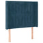 sengegavl med LED-lys 83x16x118/128 cm fløjl mørkeblå