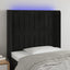 sengegavl med LED-lys 103x16x118/128 cm fløjl sort