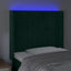 sengegavl med LED-lys 103x16x118/128 cm fløjl mørkegrøn