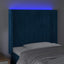 sengegavl med LED-lys 103x16x118/128 cm fløjl mørkeblå