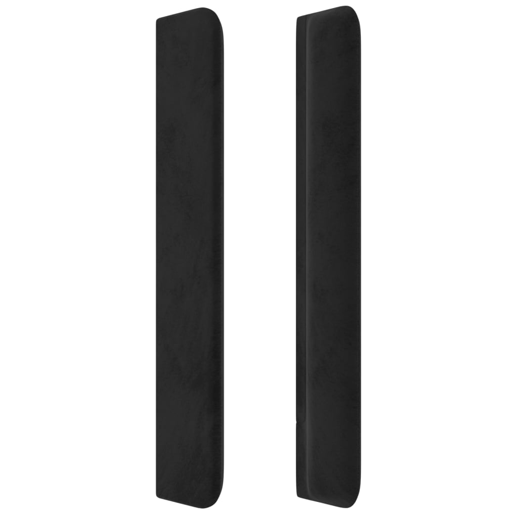 sengegavl med LED-lys 147x16x118/128 cm fløjl sort