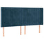 sengegavl med LED-lys 163x16x118/128 cm fløjl mørkeblå