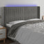 sengegavl med LED-lys 183x16x118/128 cm fløjl lysegrå