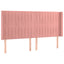 sengegavl med LED-lys 183x16x118/128 cm fløjl lyserød