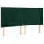 sengegavl med LED-lys 203x16x118/128 cm fløjl mørkegrøn