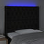 sengegavl med LED-lys 93x16x118/128 cm stof sort
