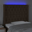 sengegavl med LED-lys 93x16x118/128 cm stof mørkebrun