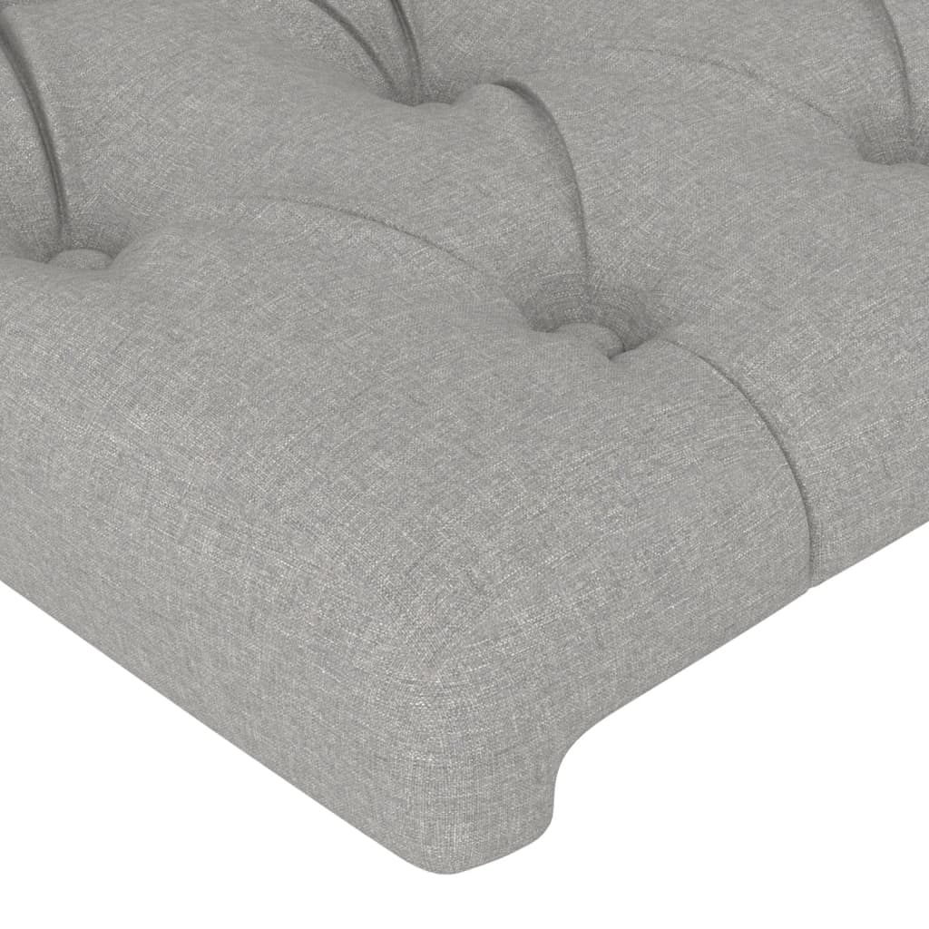 sengegavl med LED-lys 103x16x118/128 cm stof lysegrå