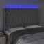 sengegavl med LED-lys 147x16x118/128 cm stof lysegrå