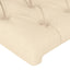 sengegavl med LED-lys 147x16x118/128 cm stof cremefarvet
