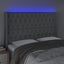 sengegavl med LED-lys 163x16x118/128 cm stof lysegrå