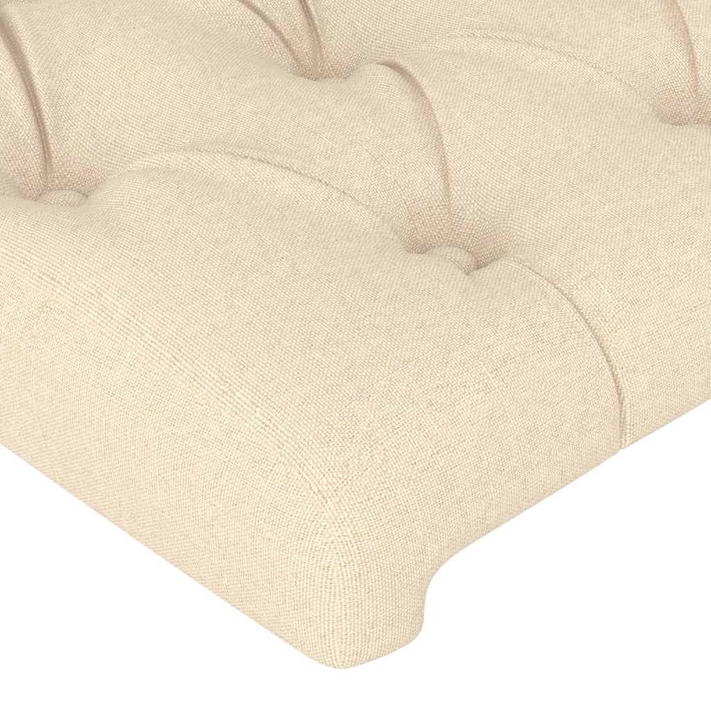 sengegavl med LED-lys 183x16x118/128 cm stof cremefarvet