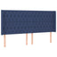 sengegavl med LED-lys 183x16x118/128 cm stof blå