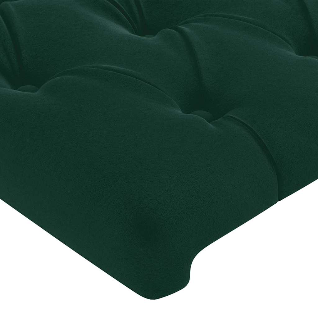 sengegavl med LED-lys 83x16x118/128 cm fløjl mørkegrøn